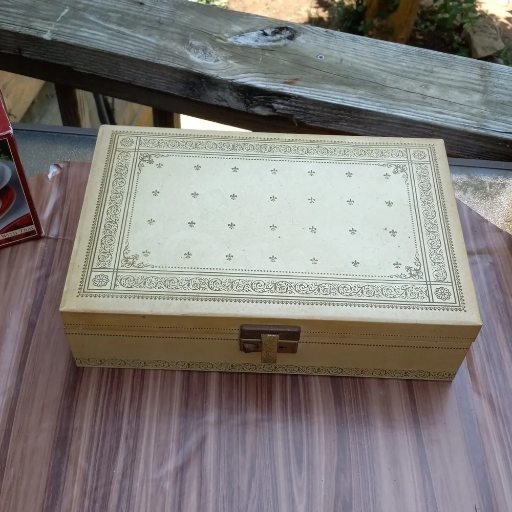 Vintage 1960s grandma's jewelry box red lined